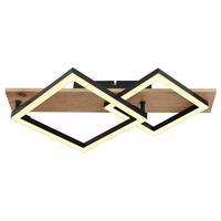 LED-Deckenleuchte 67294d1 - Dunkelbraun/Opal, Natur, Holzwerkstoff/Kunststoff (47,5/31/8,5cm) - Globo