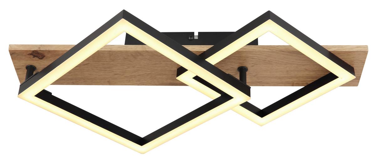 LED-Deckenleuchte 67294d1 - Dunkelbraun/Opal, Natur, Holzwerkstoff/Kunststoff (47,5/31/8,5cm) - Globo