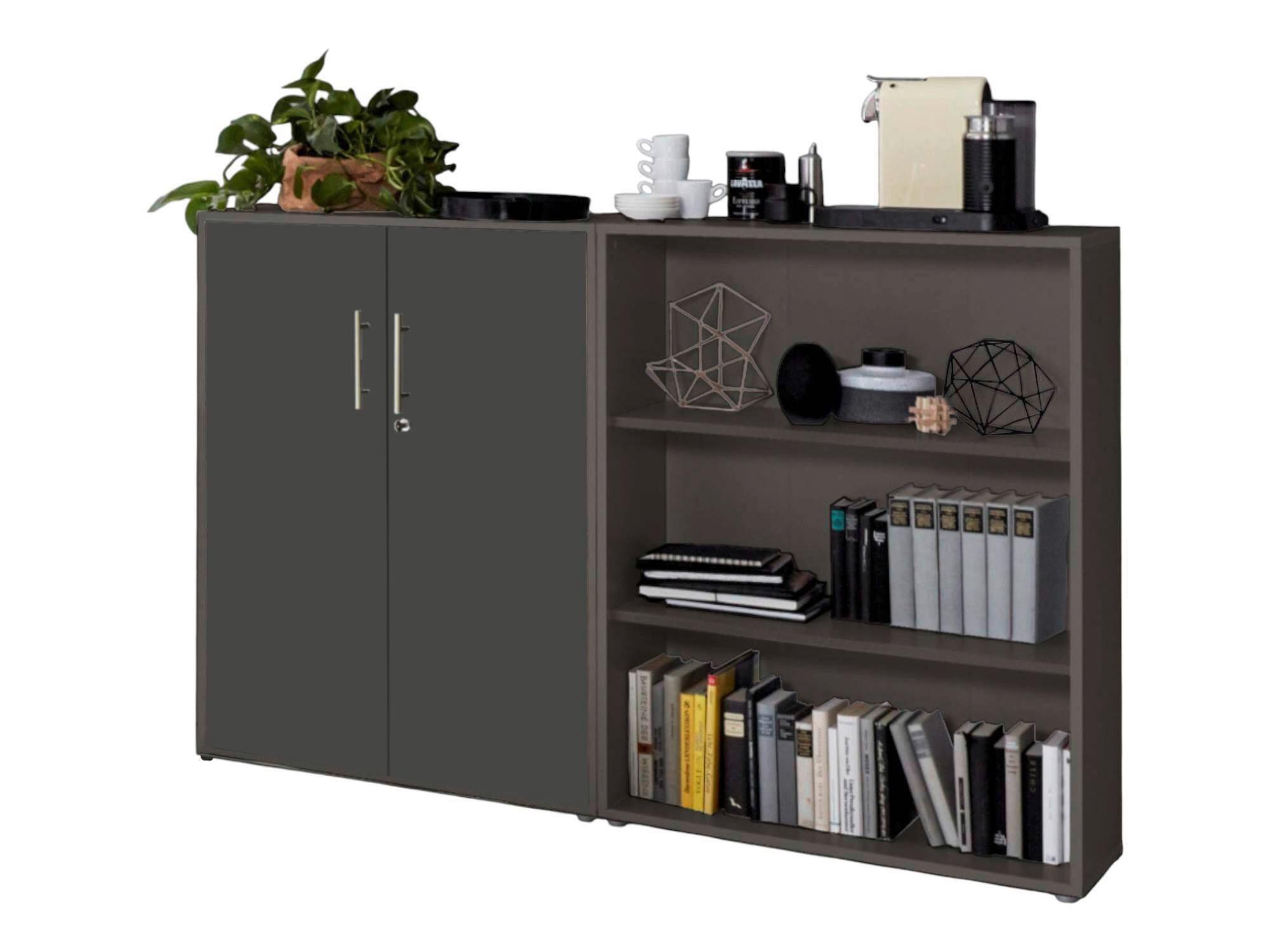 AKTENSCHRANK OFFICE EDITION-SW SET 1 NIEDR. - Anthrazit, MODERN, Holzwerkstoff (168,8/113,6/33cm) - MID.YOU