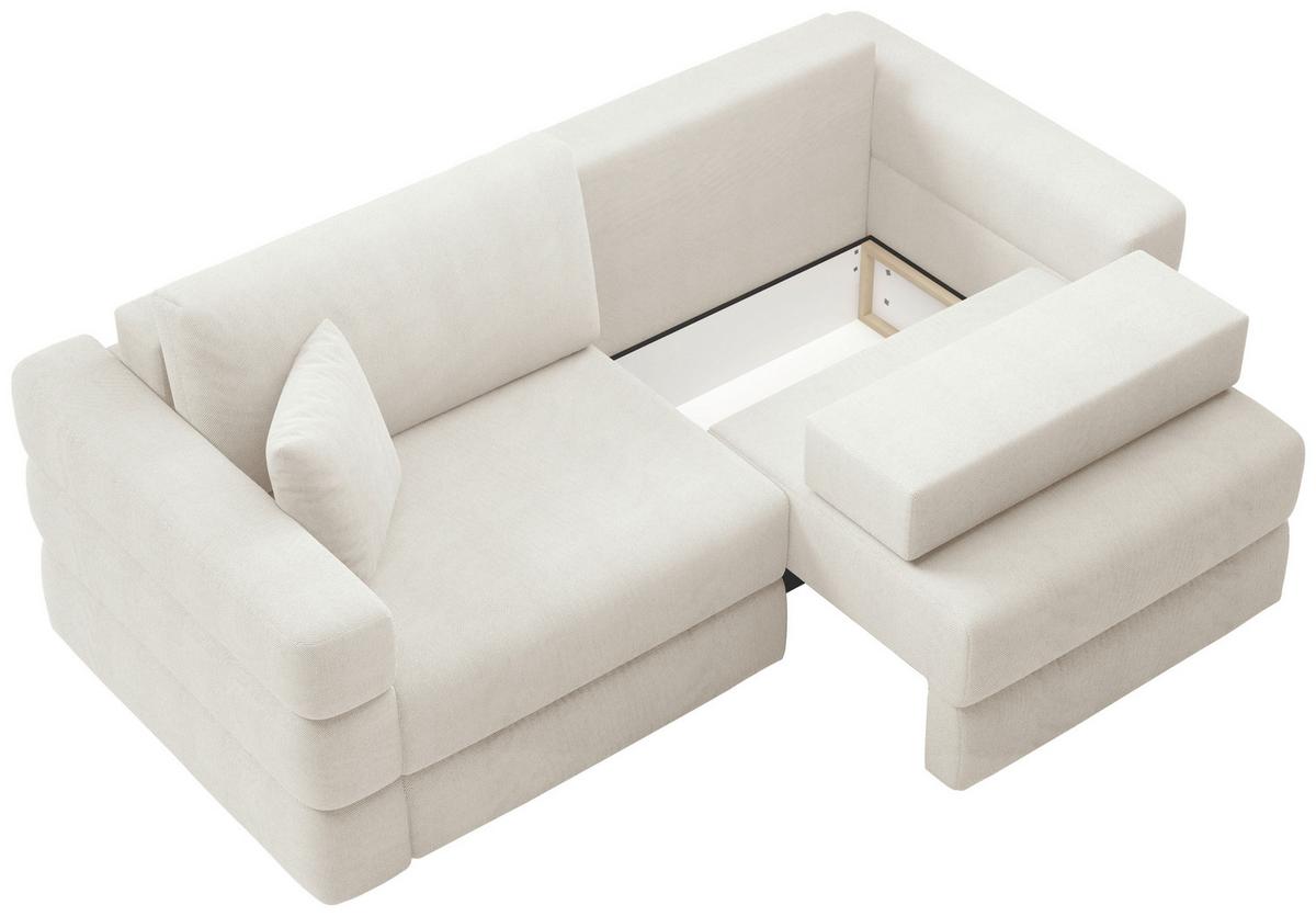 Schlafsofa Terazzo Beige B: 254cm - Beige/Schwarz, Design, Textil (254/93/167cm) - Livetastic