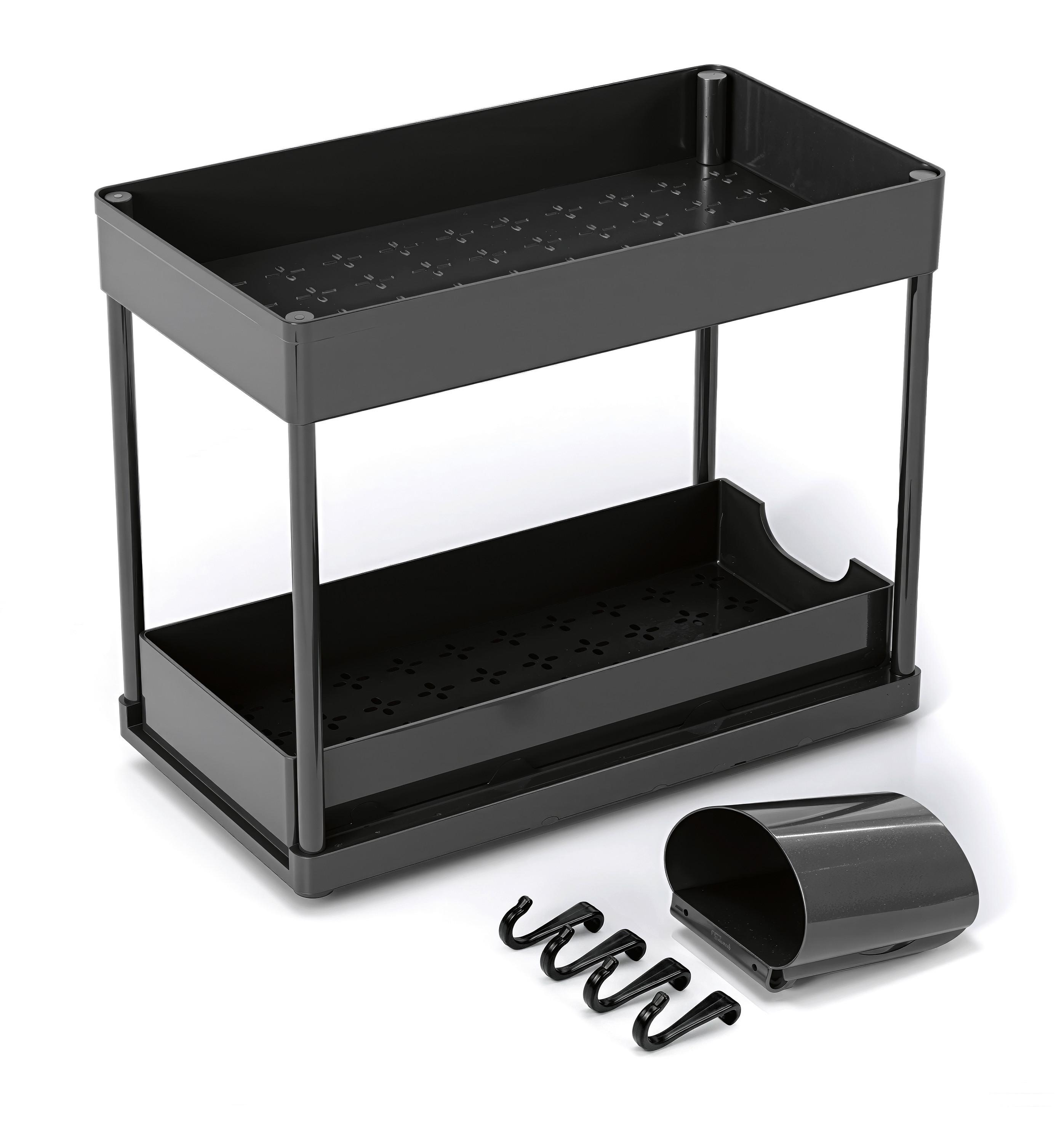 Spülorganizer schwarz LxBxH: 39,5x21,5x36 cm - Schwarz, KONVENTIONELL, Kunststoff (39.5/21.5/36cm)