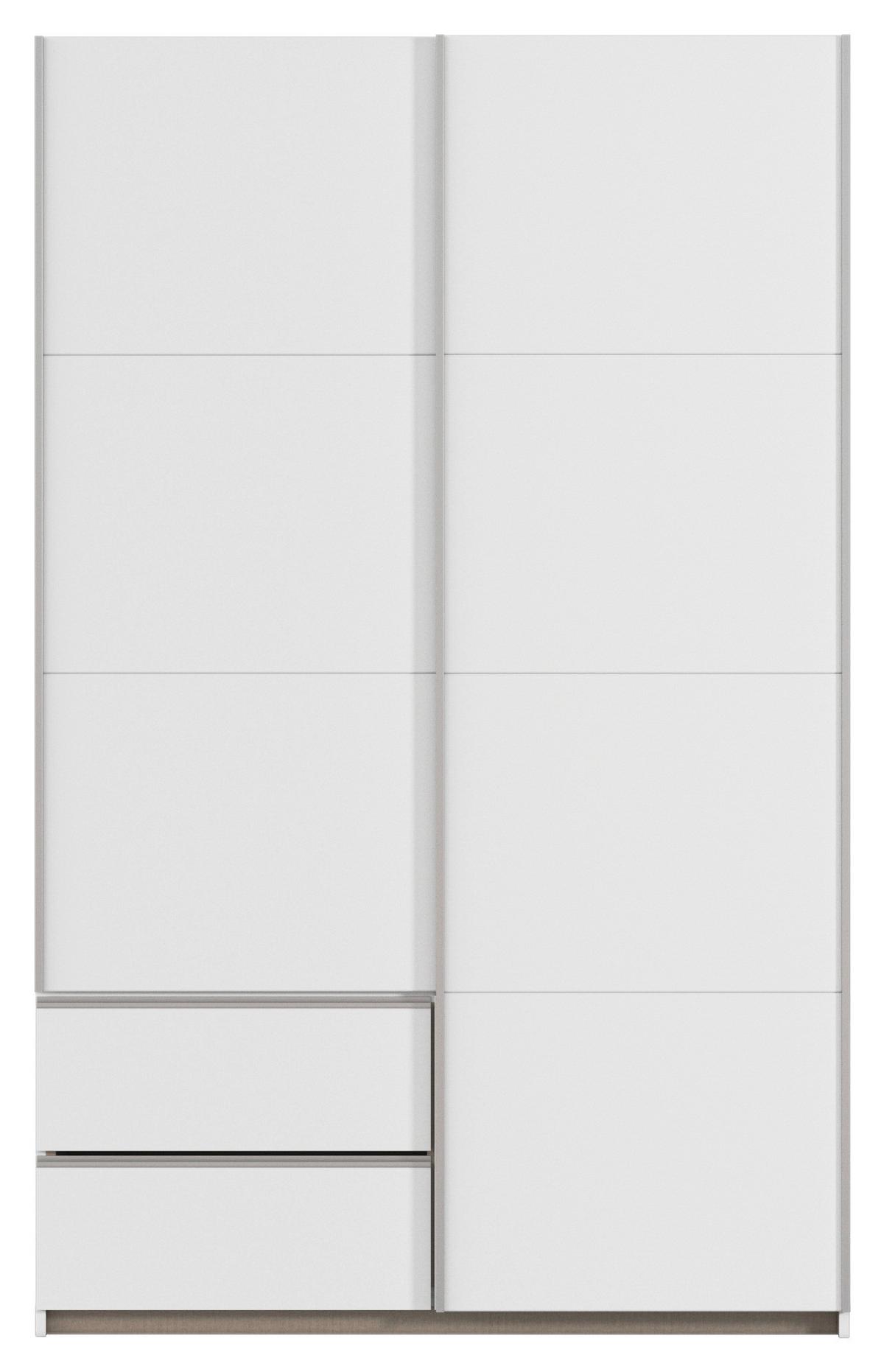 Schwebetürenschrank Stoke Weiß/ Alufarben B: 131 Cm - Alufarben/Weiß, MODERN, Holzwerkstoff (131/210/59cm) - Rauch Möbel
