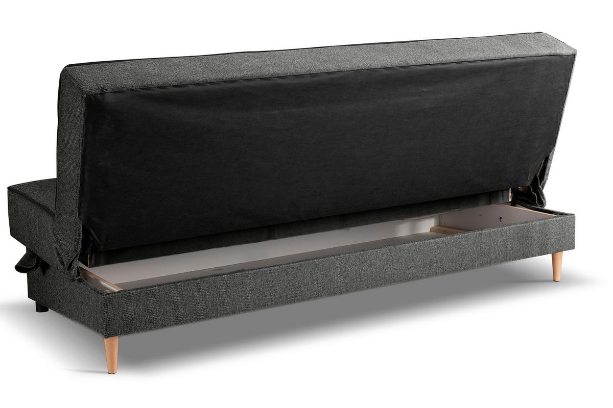 Schlafsofa Bono Grau B: 199cm - Hellbraun/Schwarz, Basics, Holz/Textil (199/91/91cm) - MID.YOU