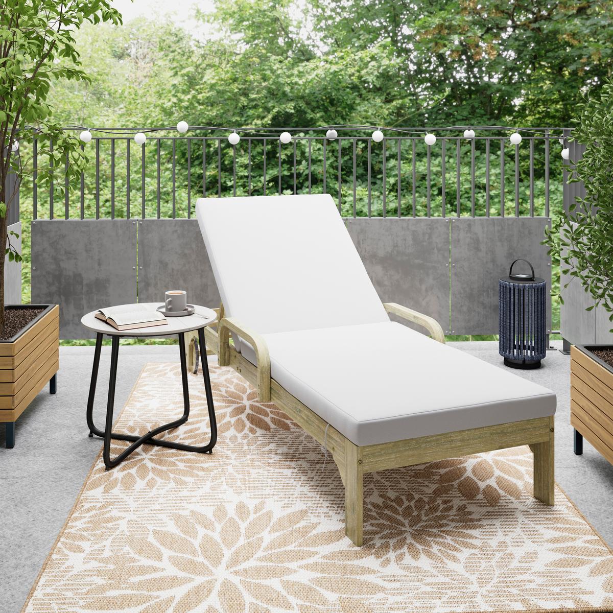 ZÁHRADNÉ LEŽADLO ELJA - farba akácie/sivá, Modern, drevo/textil (200/90/75cm) - Bessagi Garden