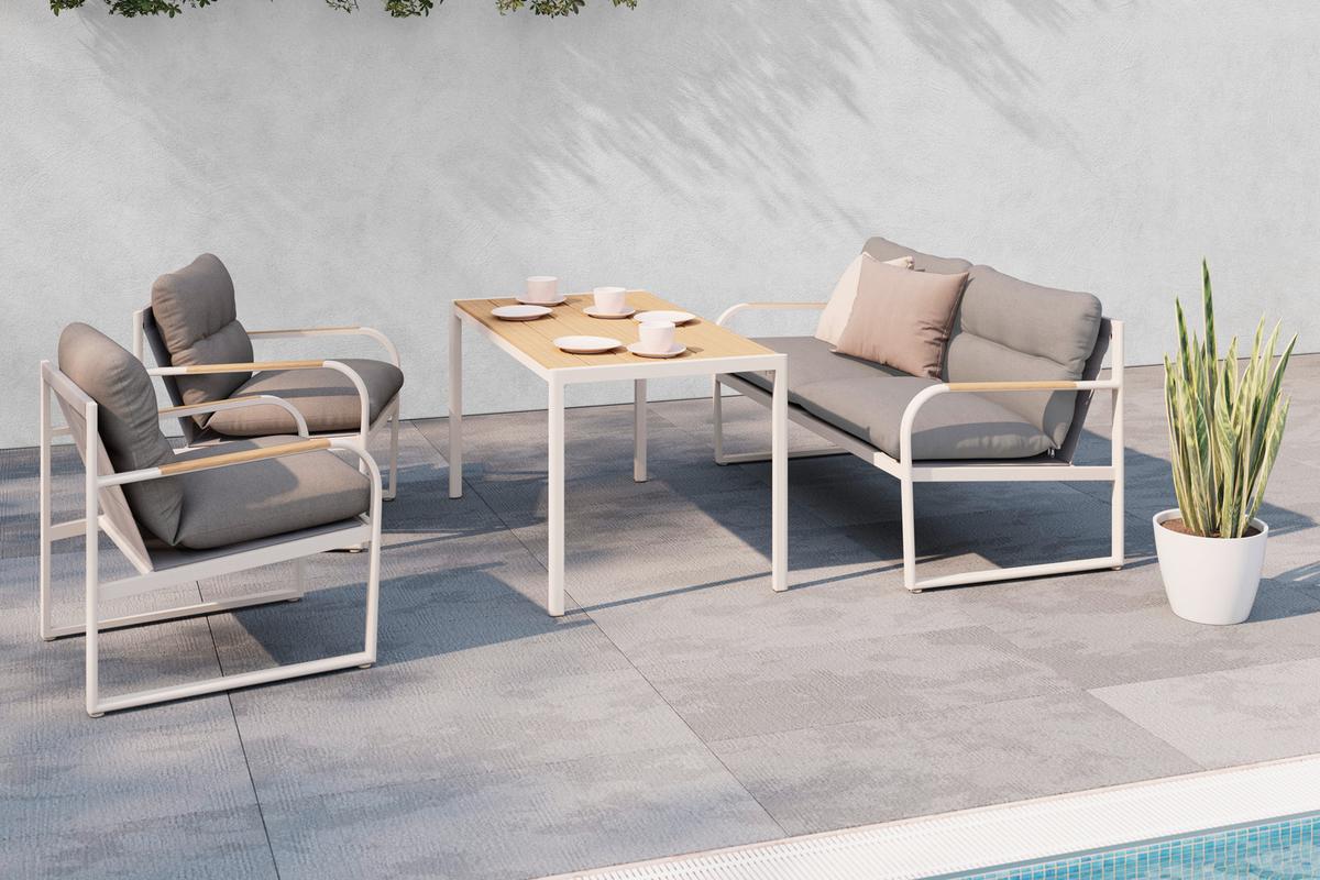 TERASOVÁ SEDACIA SÚPRAVA FLORENZ 2 - farba tíku/svetlosivá, Modern, kov/textil - Mömax