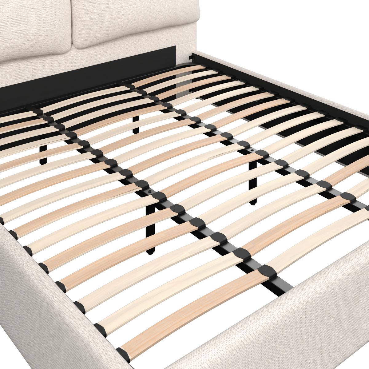 Čalúnená posteľ PERLA 180x200 cm, béžová - čierna/prírodná farba, Modern, drevo/textil (180/200cm) - Bessagi Home