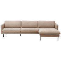 Ecksofa Nathan Rücken Echt, Beige - Beige/Schwarz, MODERN, Textil (286/78/123cm) - Max Winzer