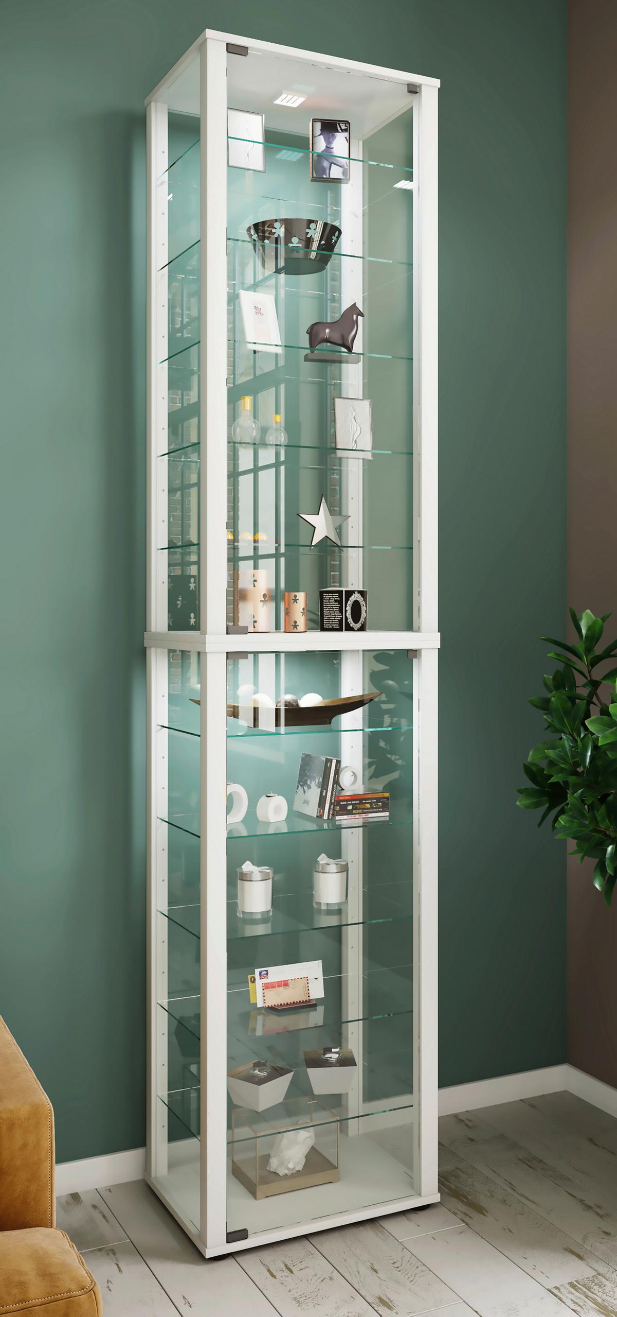 Vitrine Kavisa B: 50 cm Kavisa - Schwarz/Weiß, MODERN, Glas/Holzwerkstoff (50/227/38cm) - MID.YOU