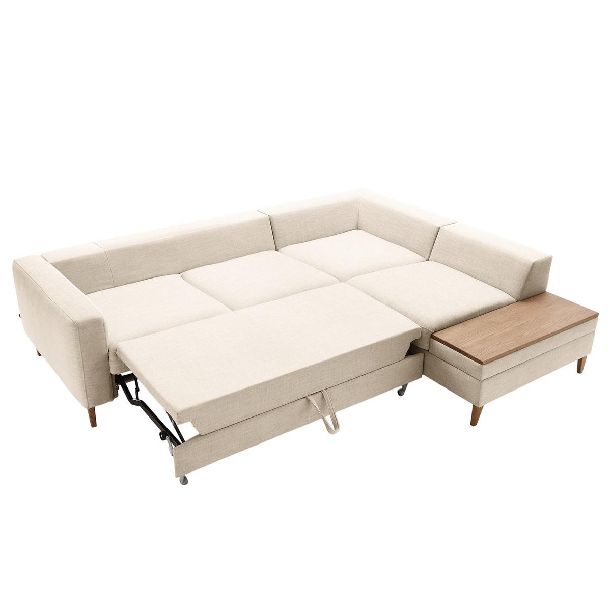 Ecksofa Alika Silberfarben S: 260x204 cm - Eschefarben/Silberfarben, MODERN, Textil (260/204cm) - Trendmanufaktur