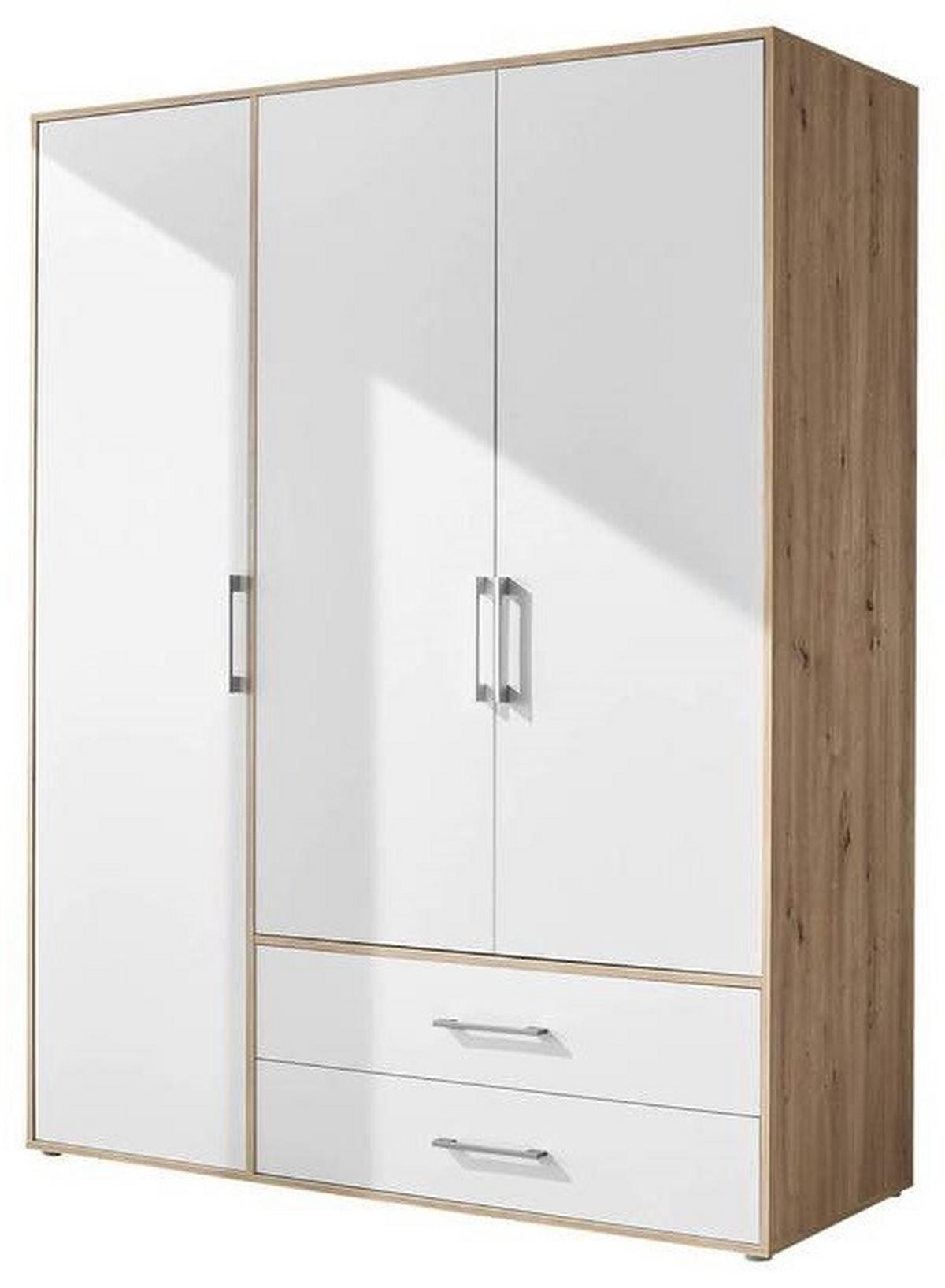 Šatníková skriňa LEMBO - biela/dub artisan, Konventionell, kompozitné drevo/plast (155/195/60cm)