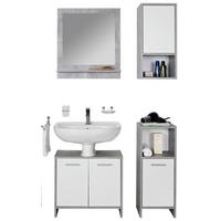 Badezimmer Attack Weiß/Betonoptik 4-Teilig - Hellgrau/Weiß, MODERN, Holzwerkstoff (92,4/190/28cm)