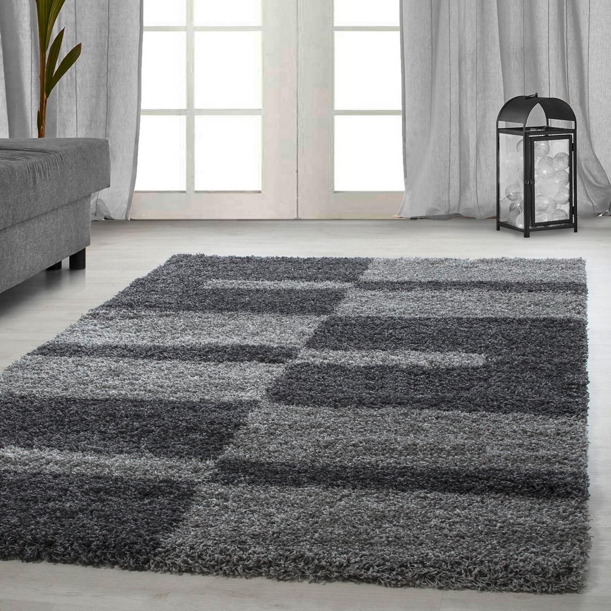 Hochflor Teppich Grau Gala 60x110 cm - Grau, Design, Textil (60/110cm)