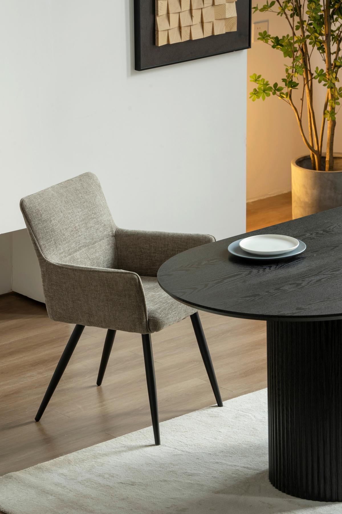 Armlehnstuhl-Set Finn - Hellbraun/Schwarz, LIFESTYLE, Holz/Textil (54/82/60cm) - MID.YOU