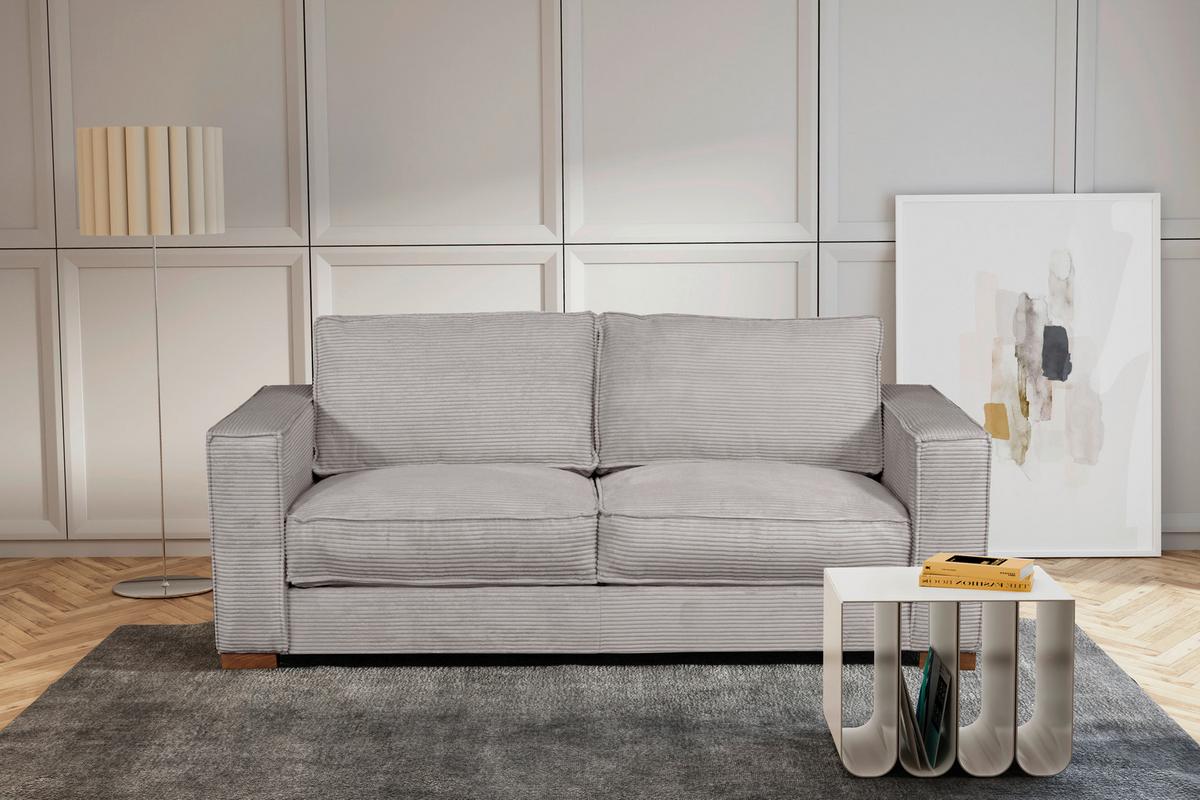 Schlafsofa Texas Hellgrau Cord, B: 203 Cm - Dunkelbraun/Hellgrau, Design, Textil (203/85/99cm) - MID.YOU