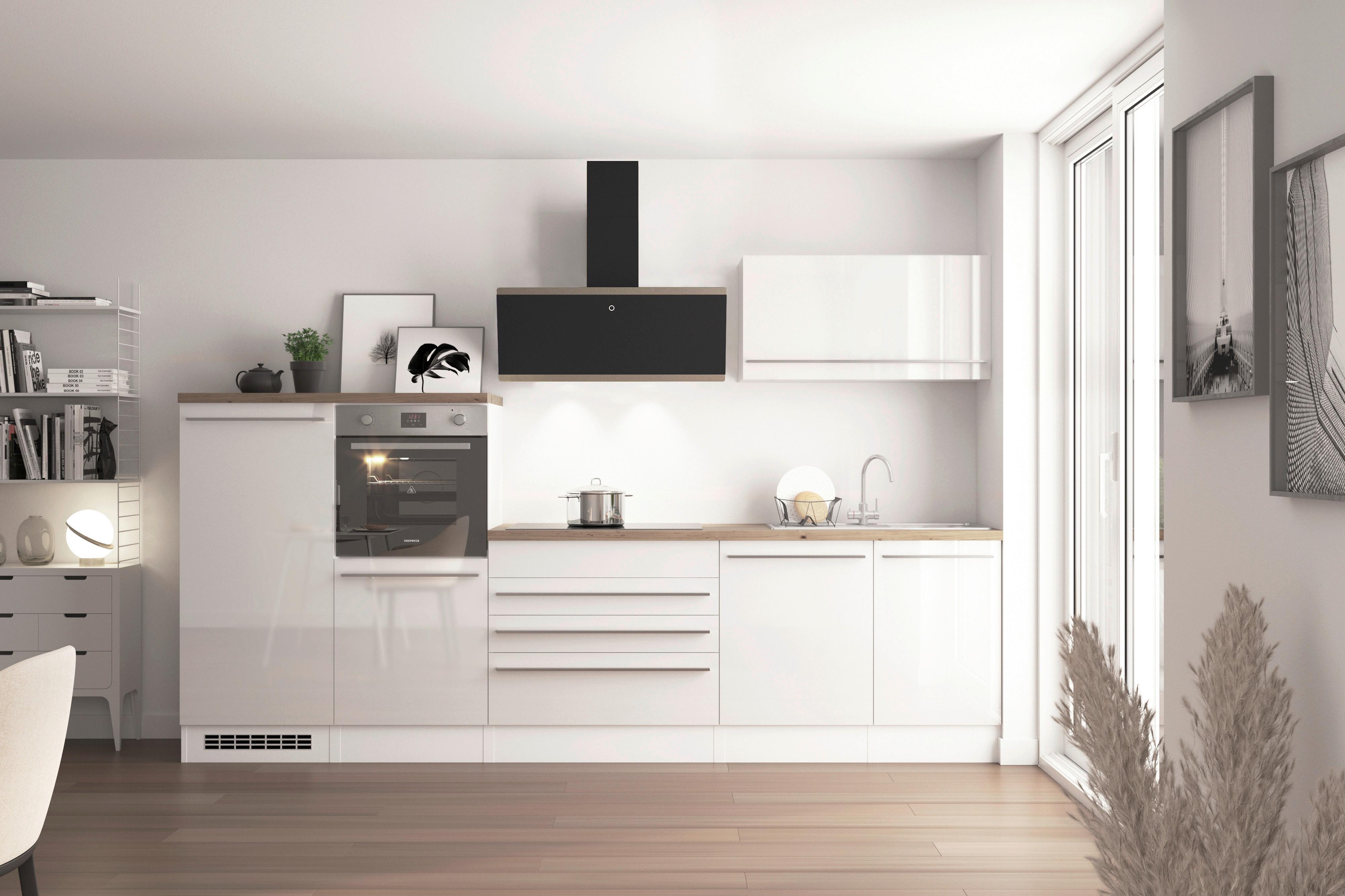 Küchenblock Gabriel Weiß B: 320 Cm - Wildeiche/Weiß, Design, Holzwerkstoff (320cm) - Respekta