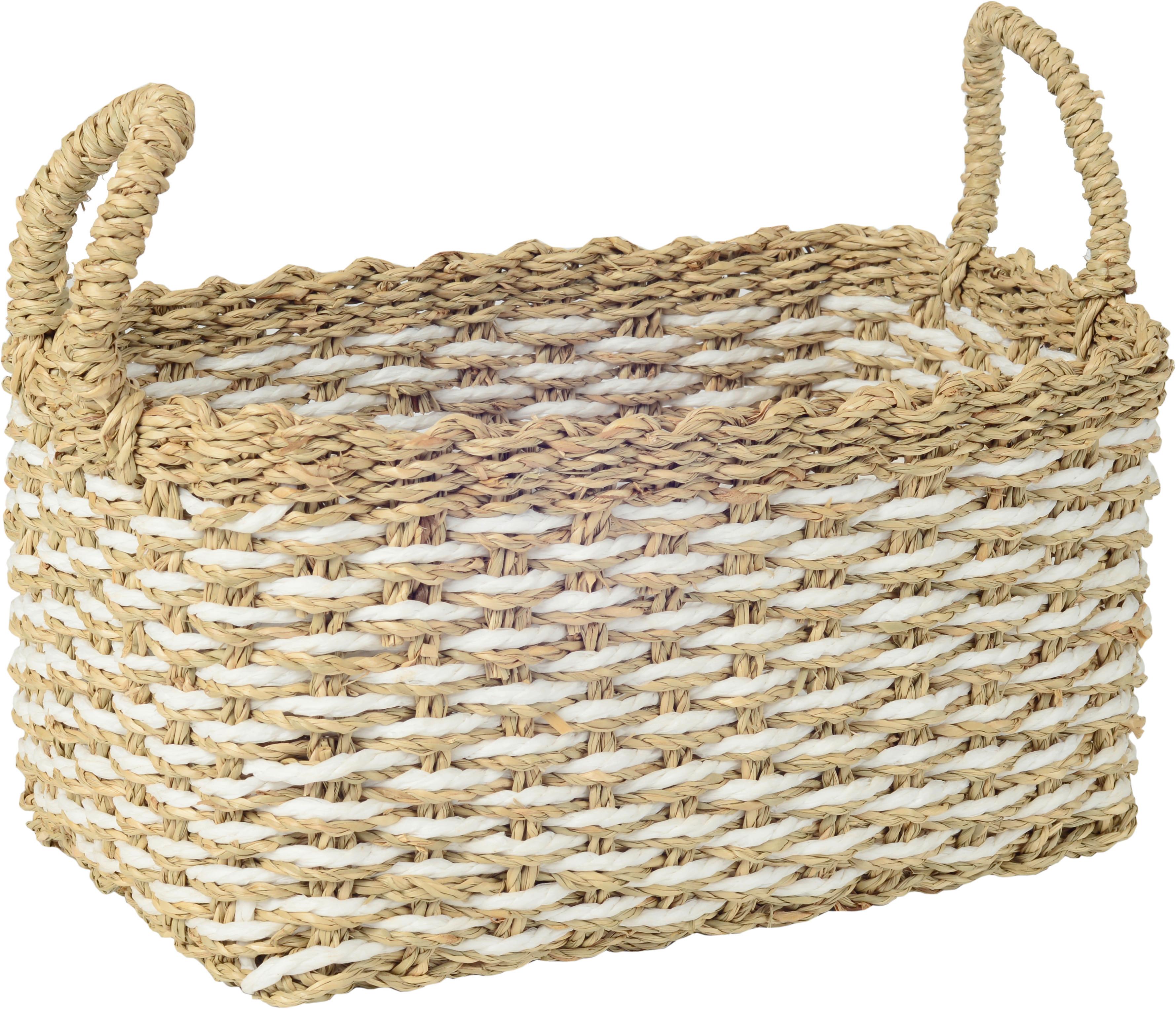 Kosár Mario - natúr színű/fehér, Romantik / Landhaus, természetes anyagok/papír (30/20/15-23cm) - Luca Bessoni