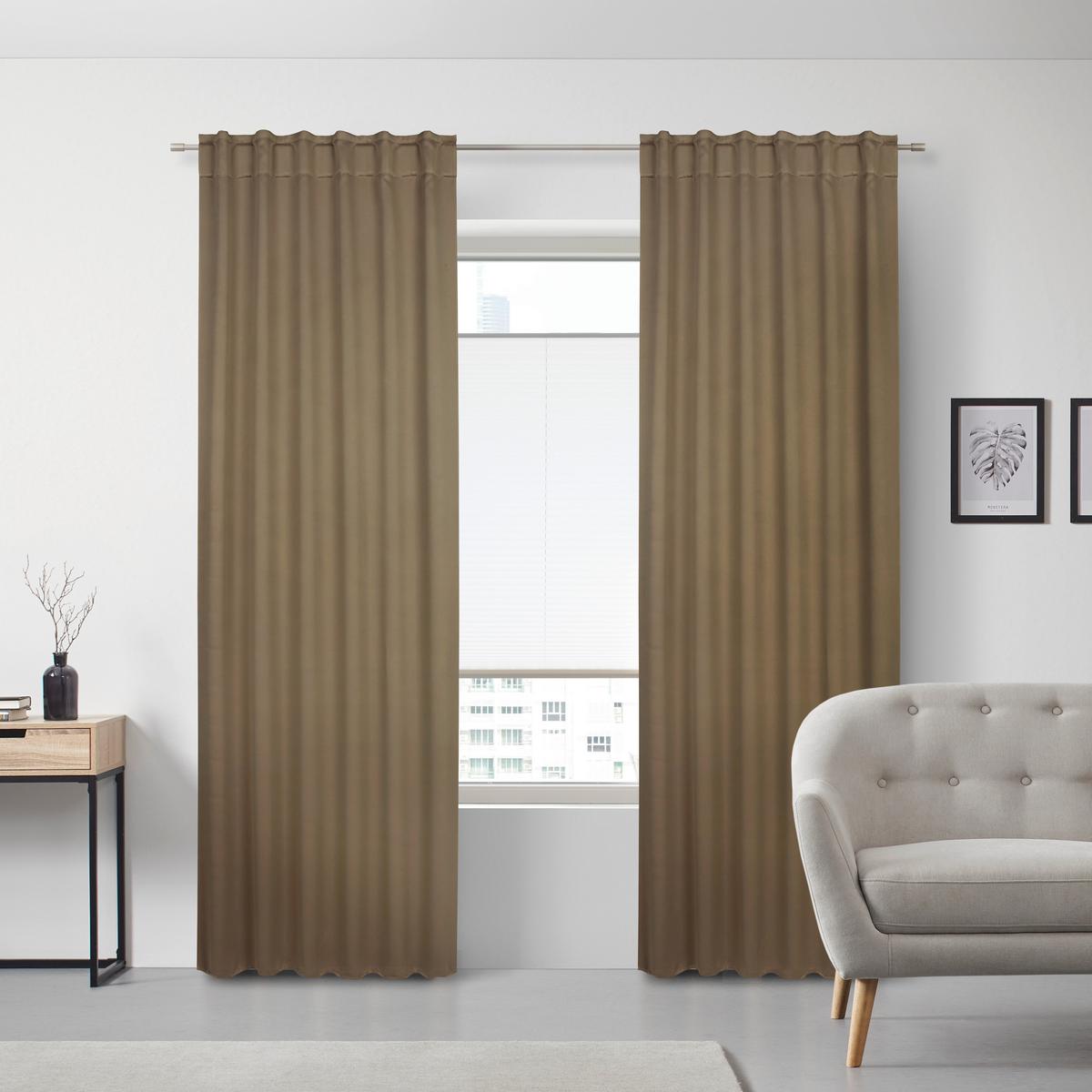 Zatemňovací závěs Ricco, 2x140/245cm - hnědá, textil (140/245cm) - Modern Living