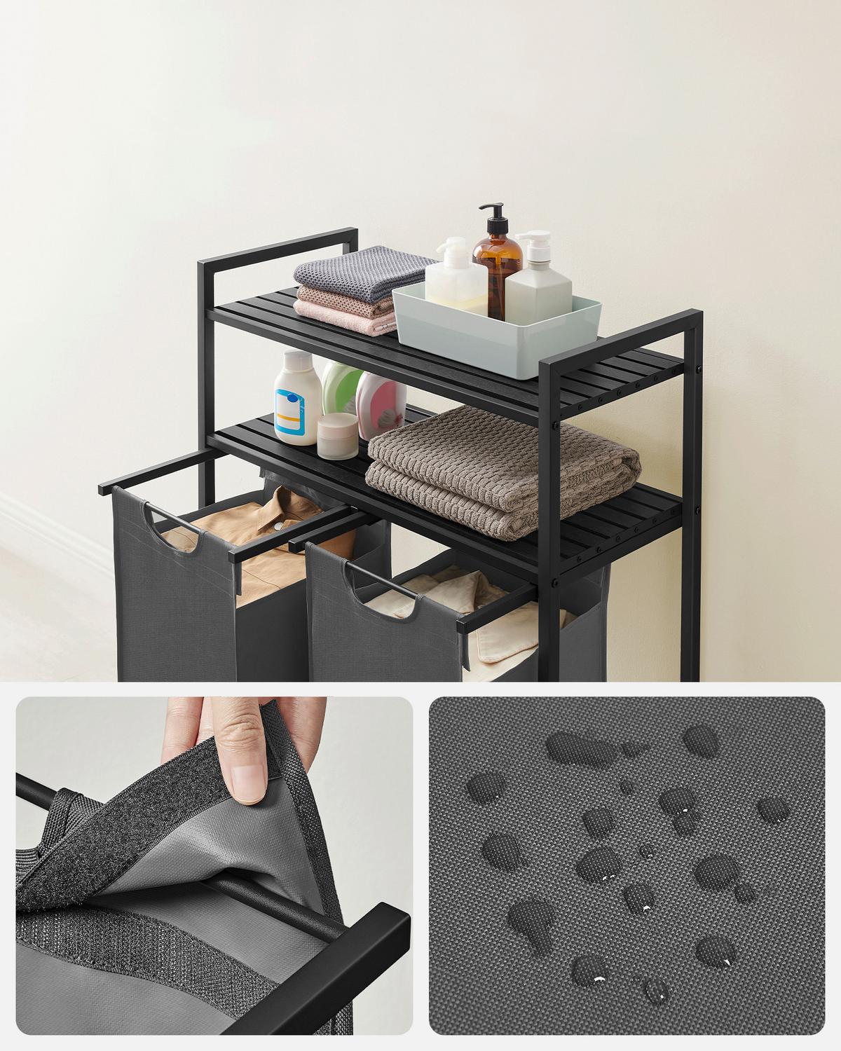 Wäschekorb Blh211g01 - Schwarz, Trend, Holzwerkstoff/Textil (73/92/33cm) - MID.YOU