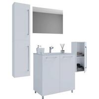 Badezimmer Gilos 5-Teilig Weiß B: 126 cm - Alufarben/Weiß, MODERN, Keramik/Holzwerkstoff (126cm) - MID.YOU