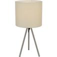 Tischlampe Desa Beige mit Schnurschalter - Beige/Nickelfarben, KONVENTIONELL, Textil/Metall (17/35cm) - Ondega