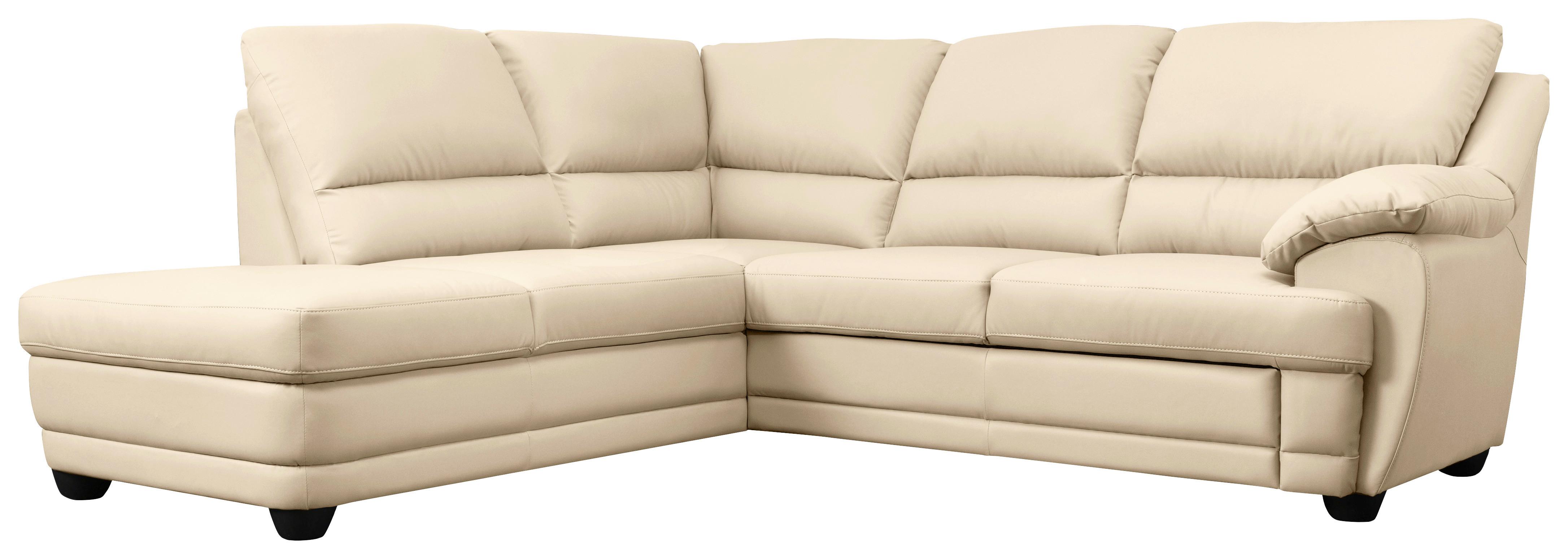 Ecksofa Nebolo Beige Lederlook - Beige, Design, Textil (225/245cm) - Livetastic