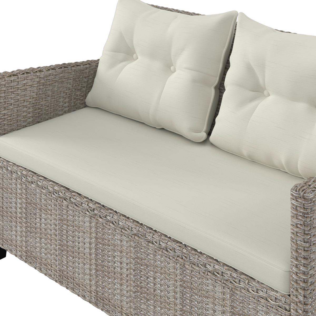 Loungegarnitur 4-Tlg. Kos Holz /Kunststoff/Metall mit Kissen - Beige/Creme, MODERN, Holzwerkstoff/Kunststoff - Luca Bessoni