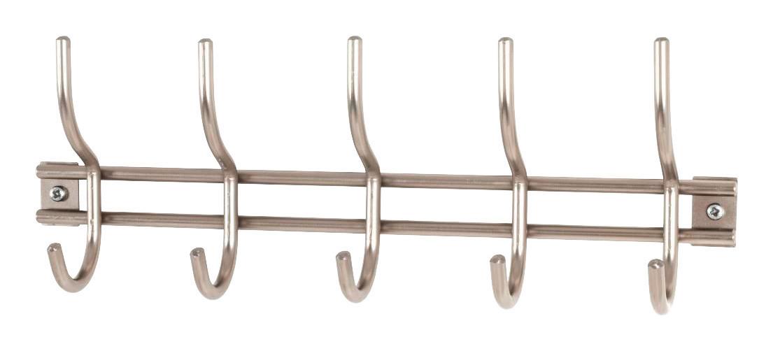 LIŠTA S HÁČIKMI PIPPO - farba ušľachtilej ocele, Modern, kov (38/14/8cm)