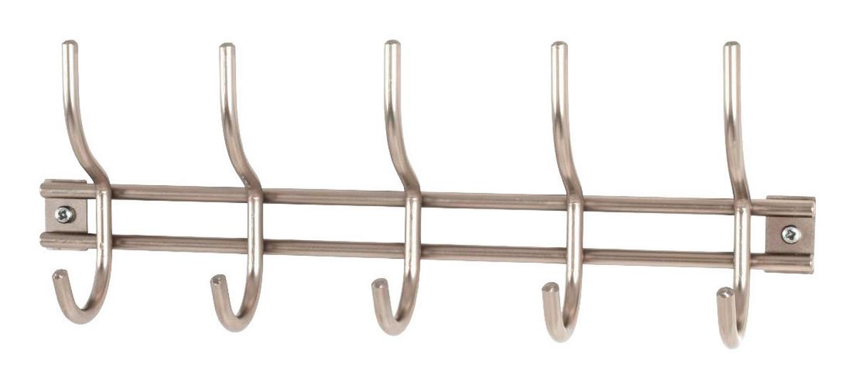 LIŠTA S HÁČIKMI PIPPO - farba ušľachtilej ocele, Modern, kov (38/14/8cm)