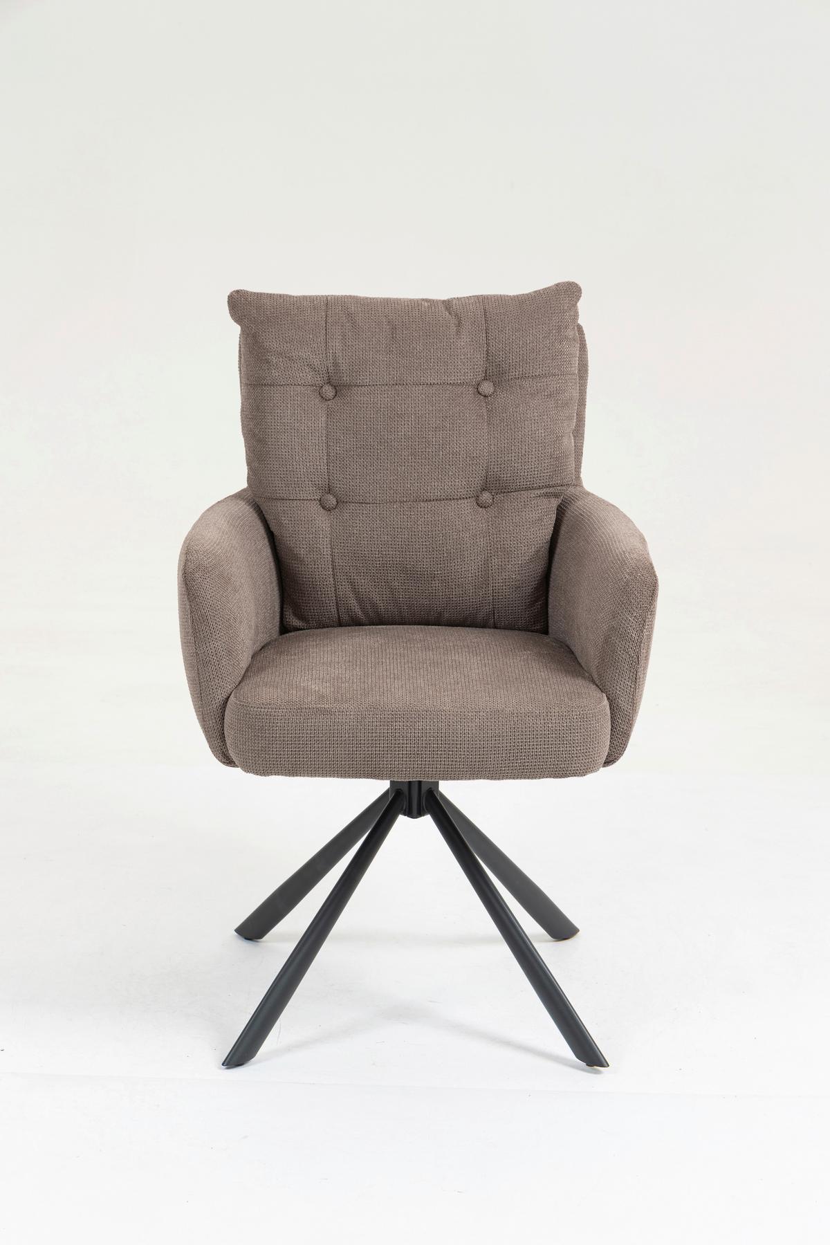 Armlehnstuhl Lina Taupe Sitzfl. 180° drehbar, B: 60cm - Taupe/Schwarz, KONVENTIONELL, Textil/Metall (60/95/67cm)