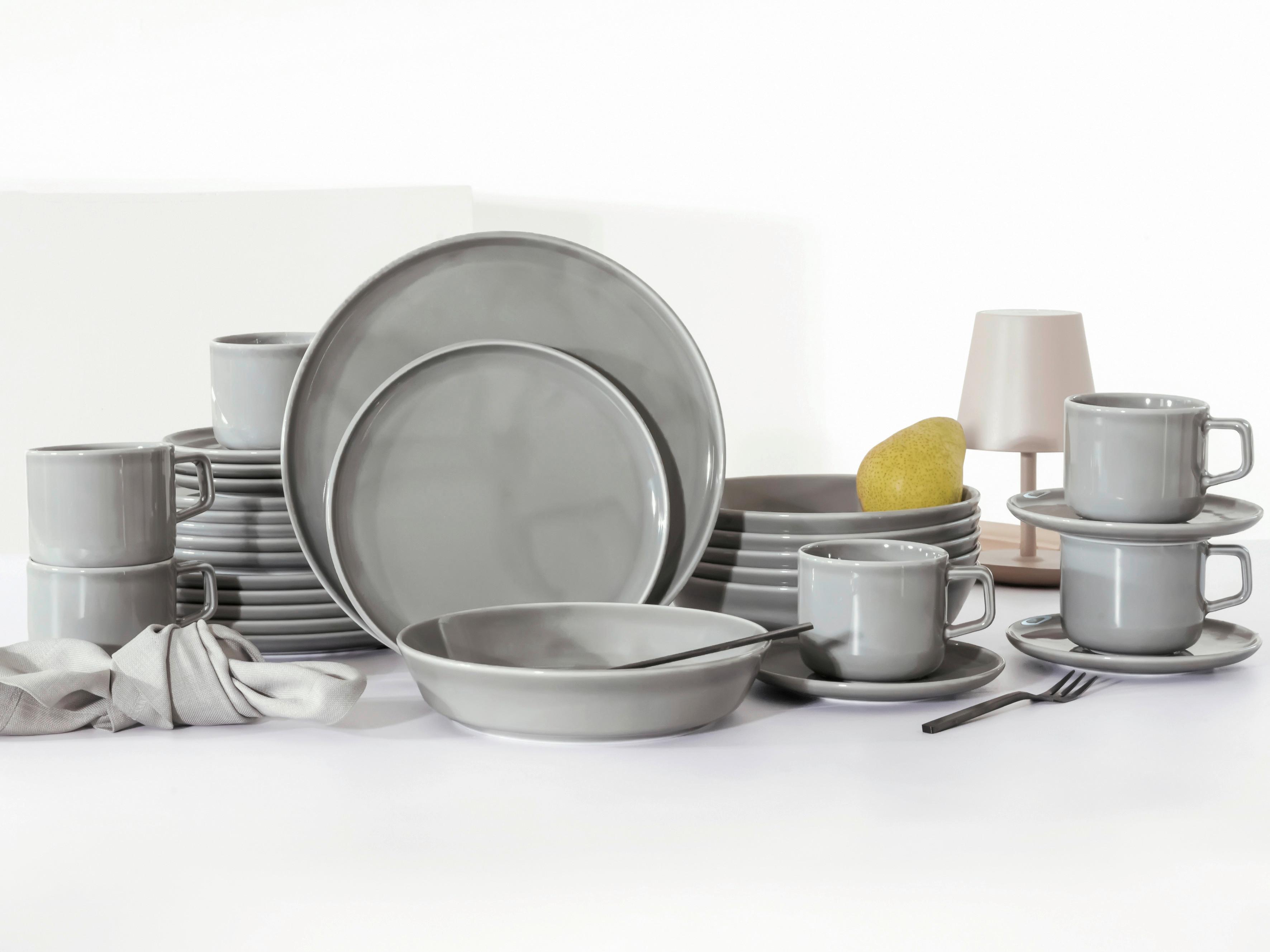 Kombiservice Chef Collection, Grau, 30-Tlg. - Hellgrau, Basics, Keramik - Creatable