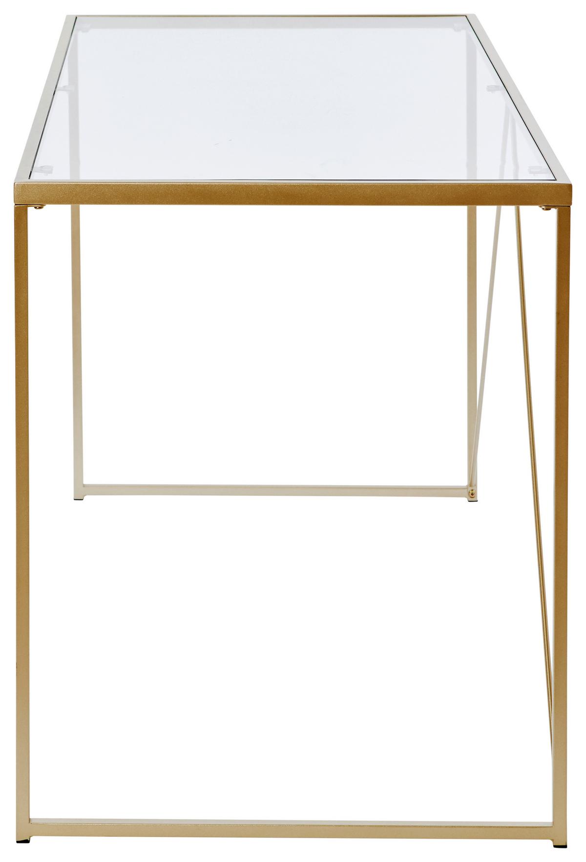 Schreibtisch Glam Desk - Klar/Goldfarben, KONVENTIONELL, Glas/Metall (120/60/73cm) - Livetastic