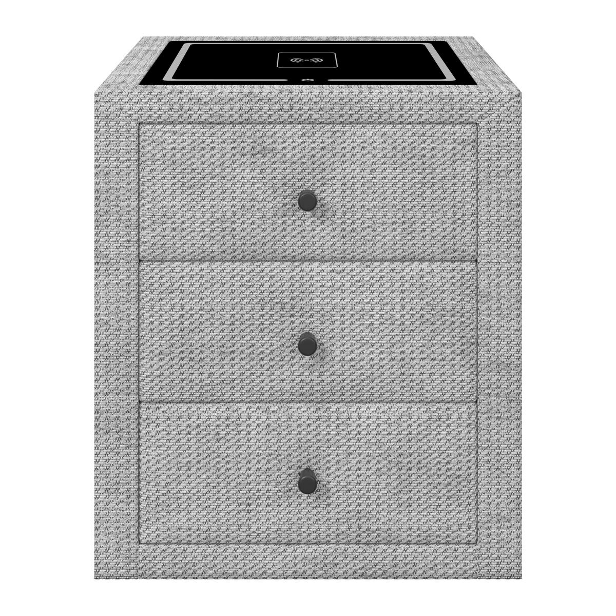 Nachtkästchen Brisbane II mit Induktionsladezone B: 49,5cm - Hellgrau, Trend, Glas/Holzwerkstoff (49,5/56,5/46cm) - Sembella
