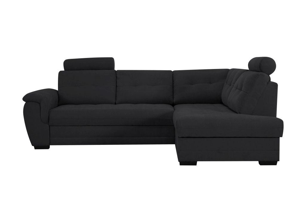 Rohová sedačka FALCO, pravá, černá žinylka,2x op.hlavy - černá, Konvenční, dřevo/kompozitní dřevo (251/183cm) - Ondega