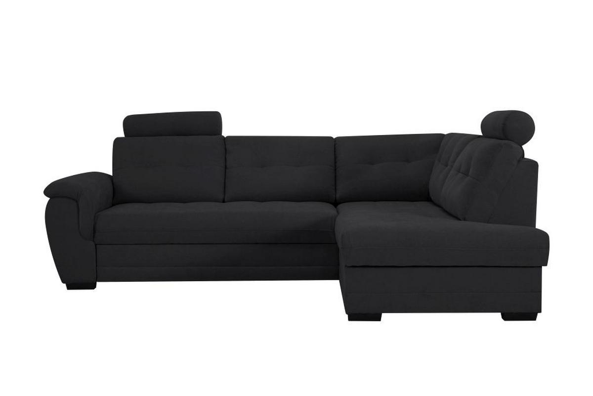 Rohová sedačka FALCO, pravá, černá žinylka,2x op.hlavy - černá, Konvenční, dřevo/kompozitní dřevo (251/183cm) - Ondega