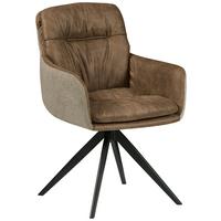 Armlehnstuhl Dian 125 - Schwarz/Braun, MODERN, Textil/Metall (57/87/64,5cm) - Kayoom