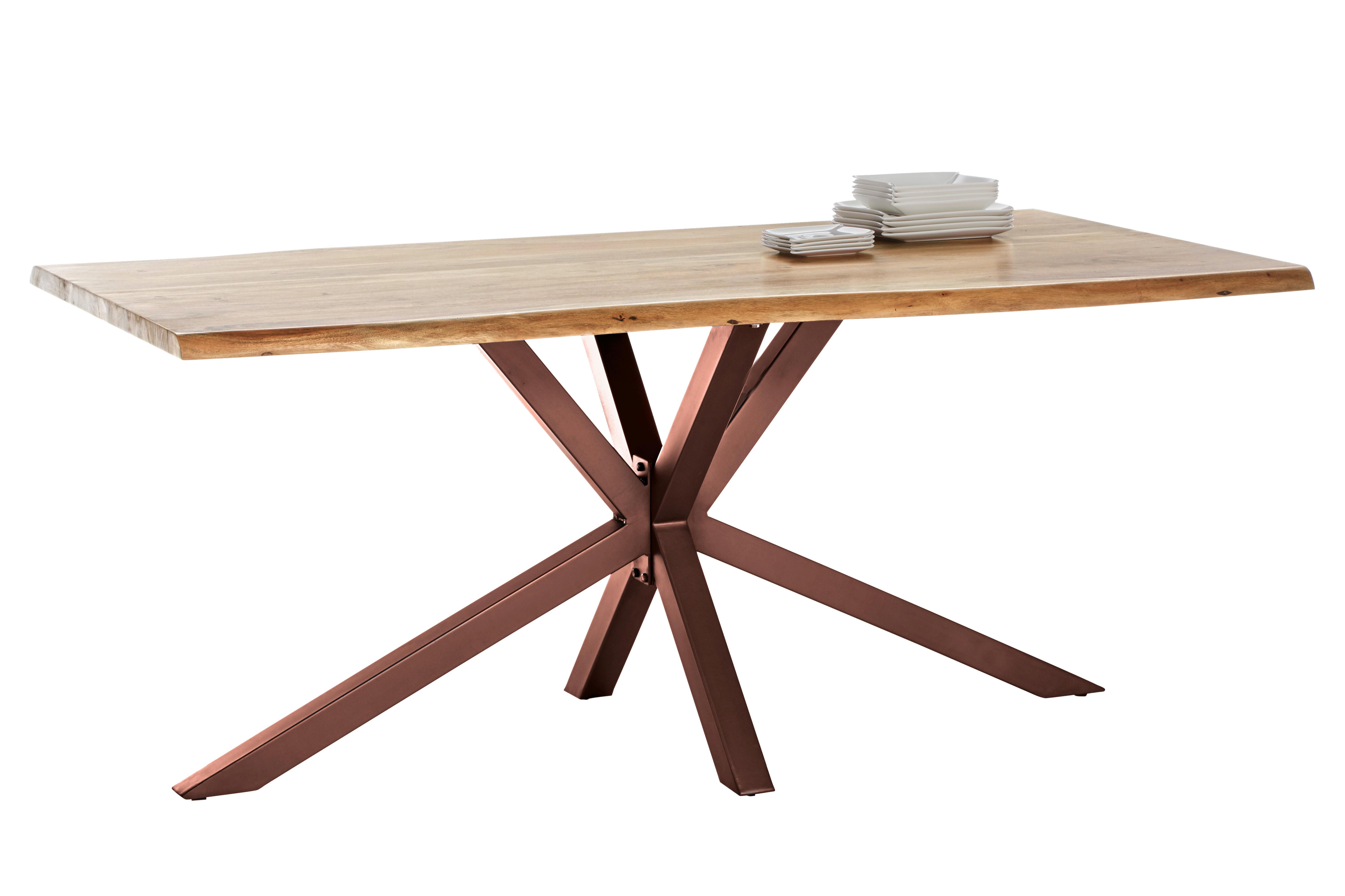 ESSTISCH Naturfarben/Braun L: 200cm - Braun/Naturfarben, MODERN, Holz/Metall (200/100/80cm) - MID.YOU
