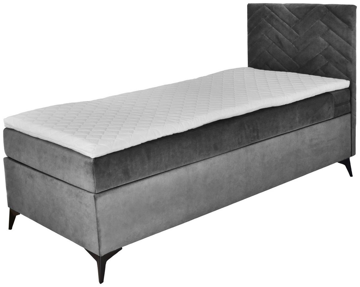 Boxspringbett Mit Topper 90x200 Cm Evan - Schwarz/Grau, Basics, Holz/Textil (90/200cm) - P & B