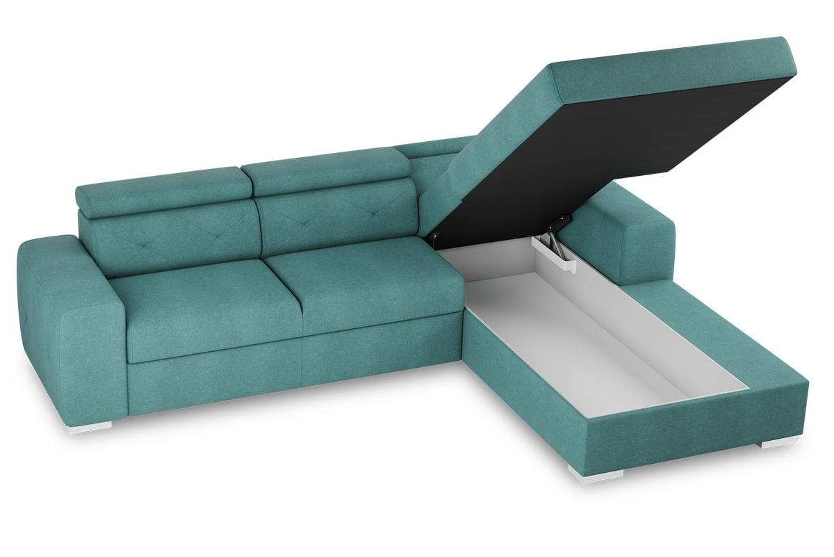 Eckschlafsofa Madison - Silberfarben/Grün, Design, Textil (296/195cm) - MID.YOU