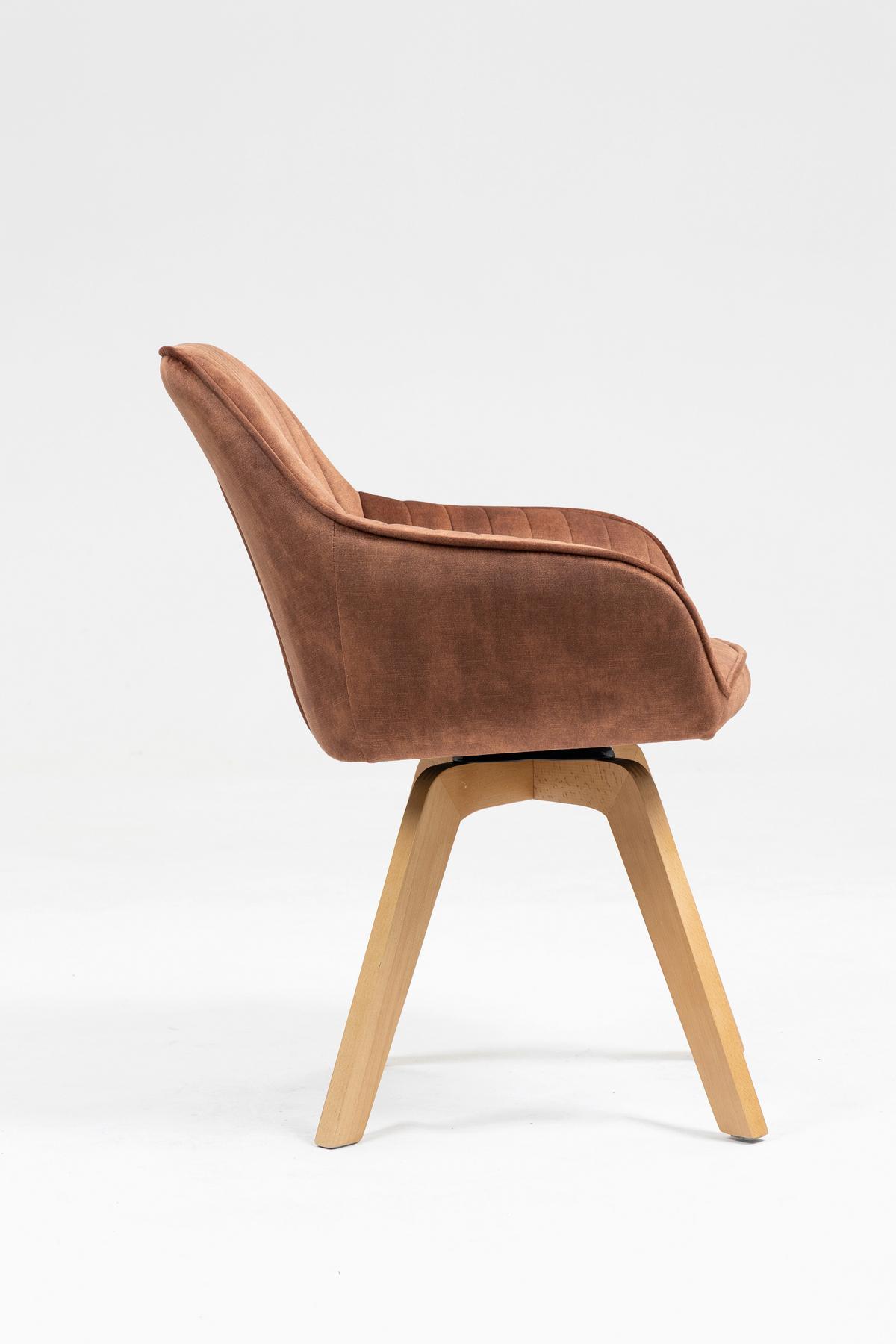 Armlehnstuhl Hanna drehbar Samt Braun,sitzfl. 180° Drehb. - Buchefarben/Braun, KONVENTIONELL, Holz/Textil (63/83/63cm)