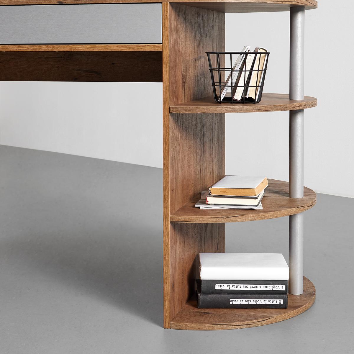 Psací stůl LOVINO - barvy dubu/barvy stříbra, Moderní (121/76/60cm) - Bessagi Home