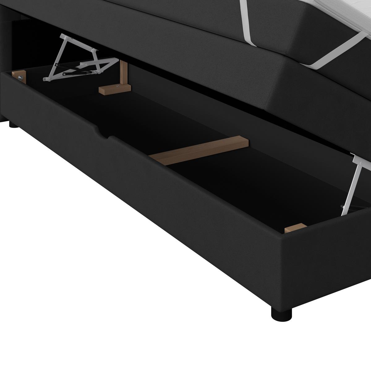 Boxspringbett Elio Schwarz 140x200 cm H4 - Schwarz, ROMANTIK / LANDHAUS, Textil (144/121/212cm) - James Wood