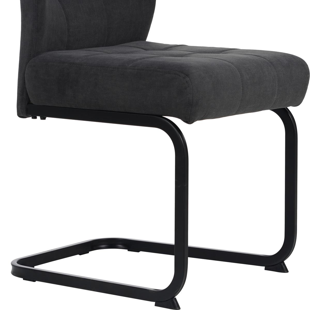 Schwingstuhl Felice Webstoff Grau, B: 46 cm - Schwarz/Grau, KONVENTIONELL, Textil/Metall (46/96/61,5cm) - MID.YOU