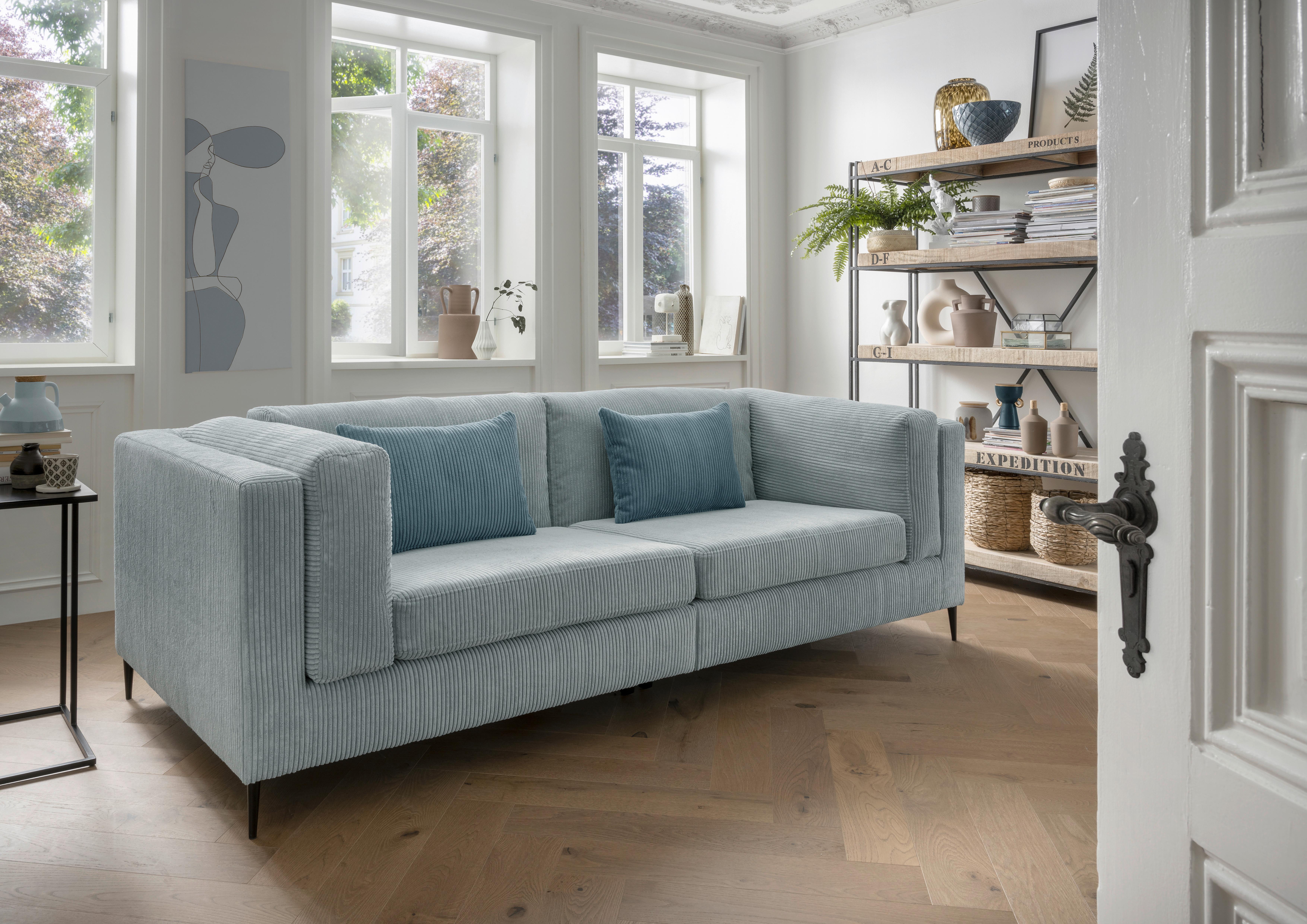 Livetastic 3-Sitzer-Sofa Roma Hellblau Kord
