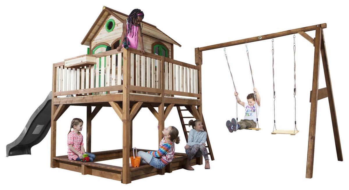Spielturm A030.153.80 - Braun/Grau, KONVENTIONELL, Holz (613/291/277cm) - Ambia Garden