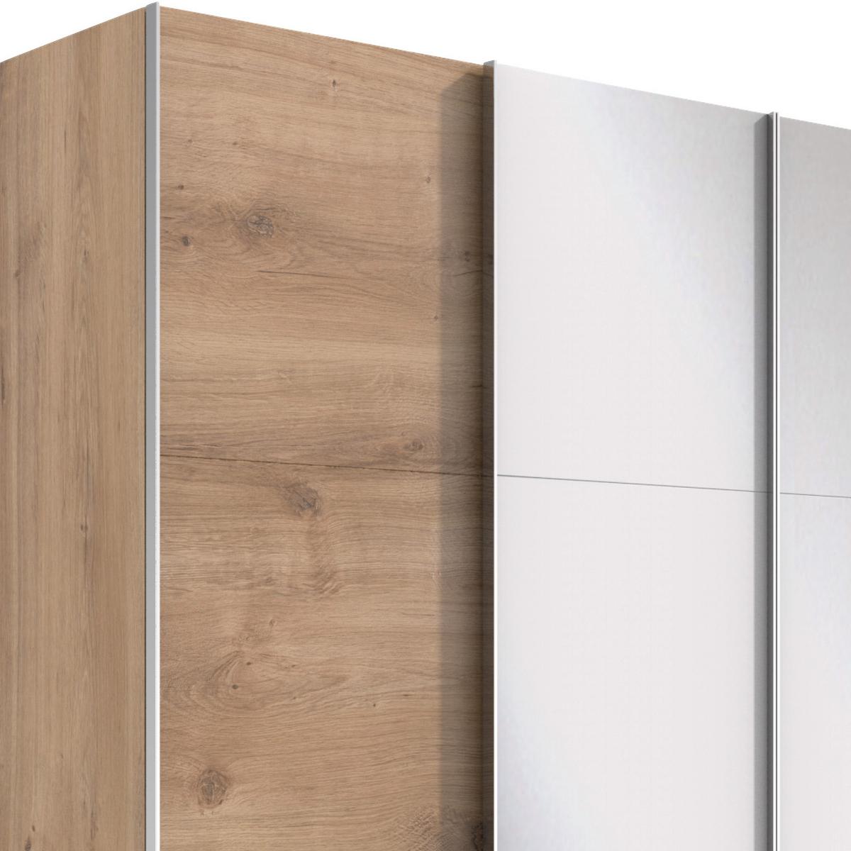 Schwebetürenschrank M. Spiegel 350cm Level 36 A, Eiche - Eichefarben, Basics, Glas/Holzwerkstoff (350/216/65cm) - MID.YOU