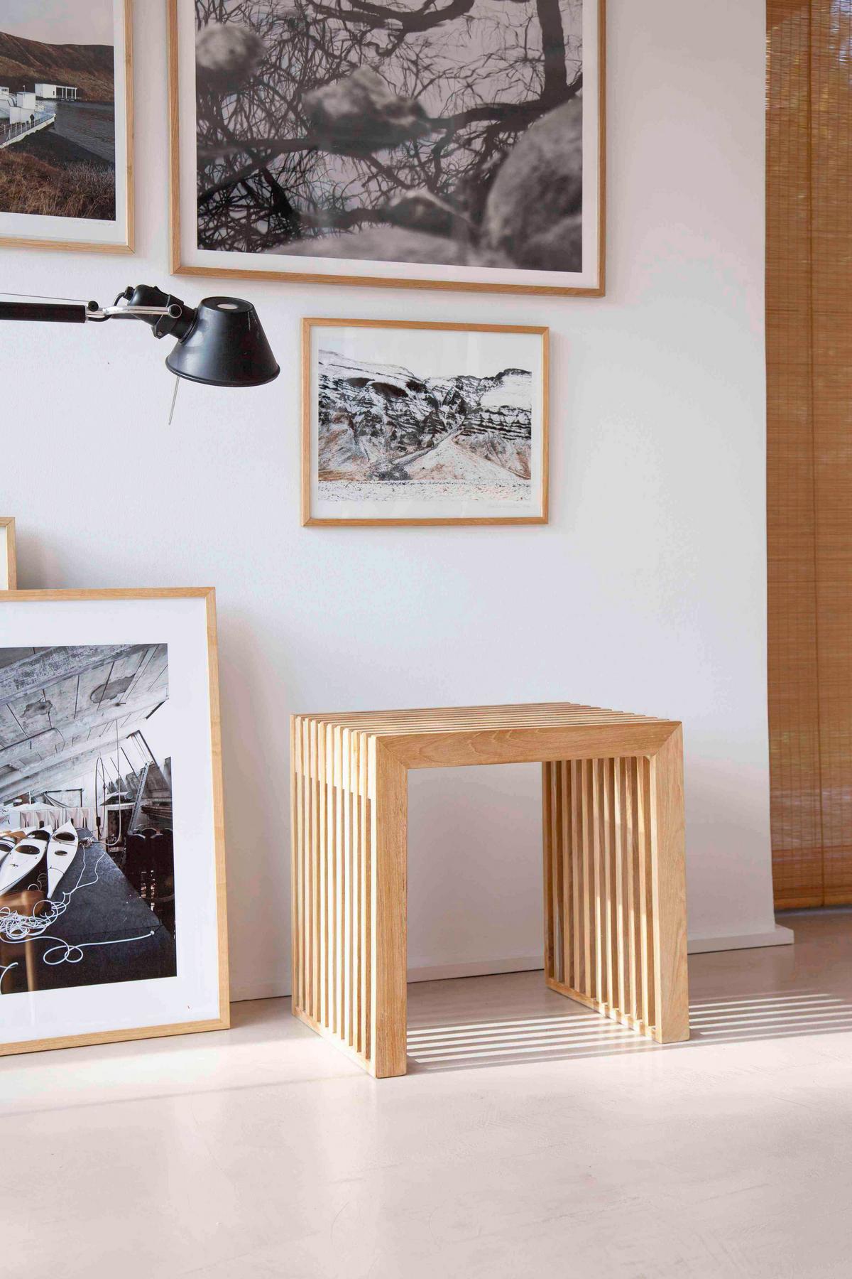 HOCKER RIB - Beigebraun, KONVENTIONELL, Holz (45/43/35cm) - MID.YOU