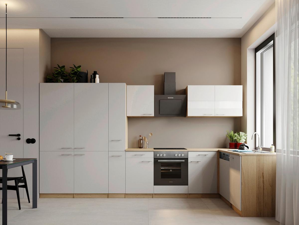 ECKKÜCHE Merle, Weiß S: 370x172 cm - Eichefarben/Weiß, Trend, Holzwerkstoff (370/172cm) - Respekta