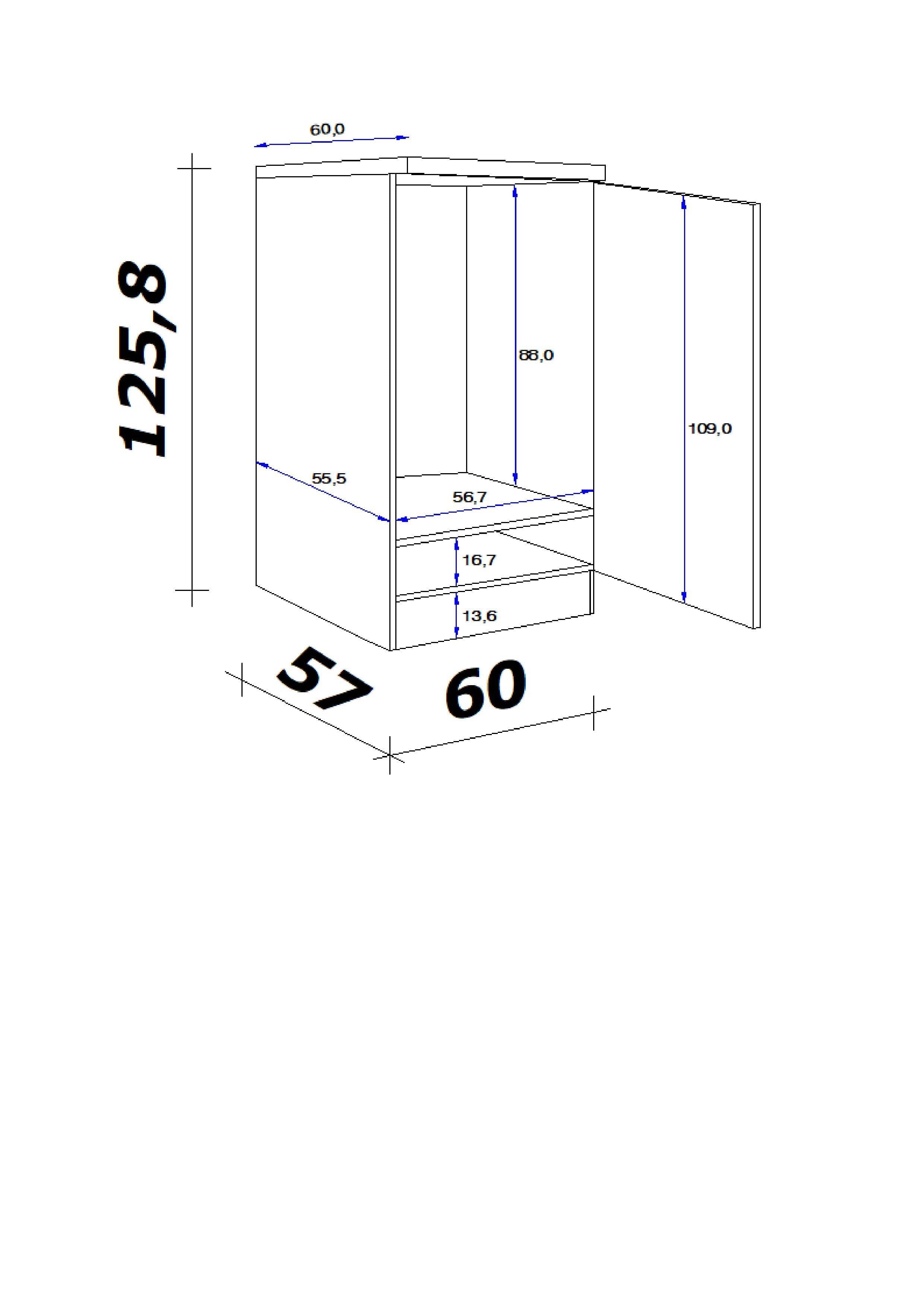 Geräteumbauschrank Lucca Demi 120 - Graubraun/Weiß, KONVENTIONELL, Holzwerkstoff (60/126/60cm) - FlexWell