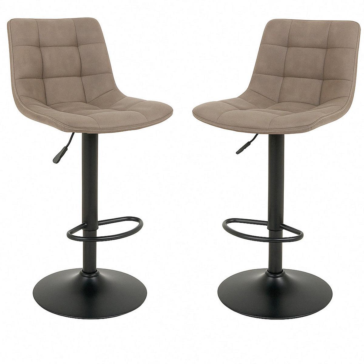 Barhocker-set Middelfart Hellbraun B: 43 Cm - Hellbraun/Schwarz, MODERN, Textil/Metall (43/88-108/45cm) - MID.YOU