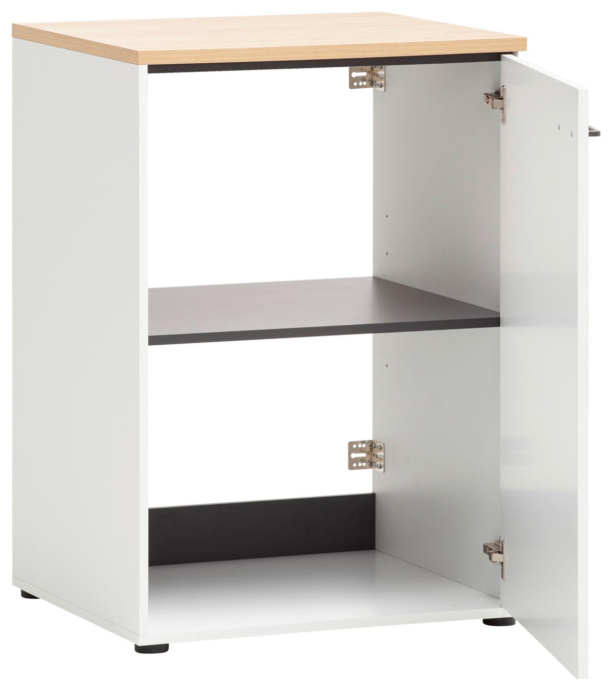 Mehrzweckschrank Weiß/eichefarben B: 67,1 Cm - Eichefarben/Schwarz, MODERN, Holzwerkstoff (67,1/95,8/60cm) - MID.YOU